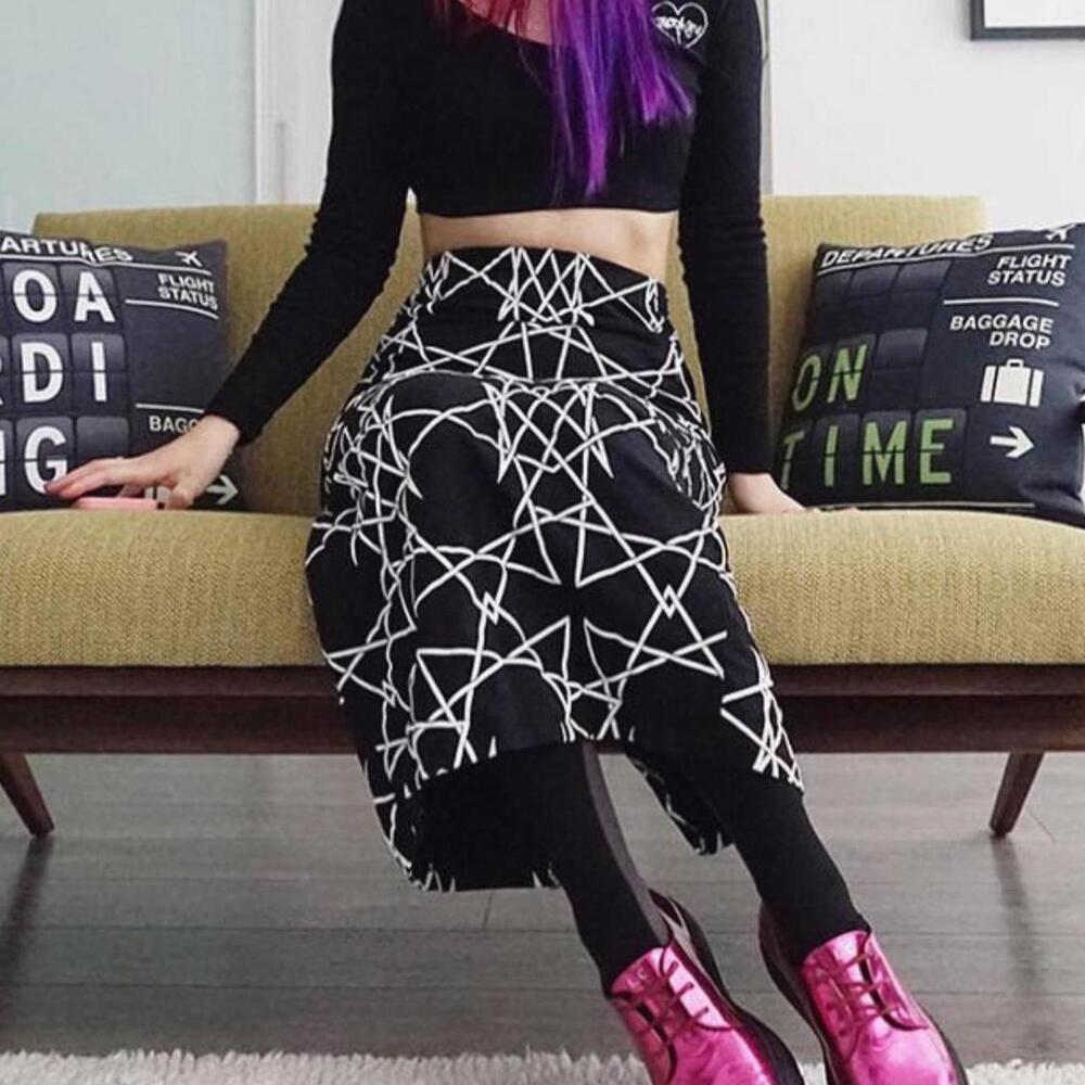 Long Clothing hexagram skirt goth gothic punk pentagram pentagrams skirts size S